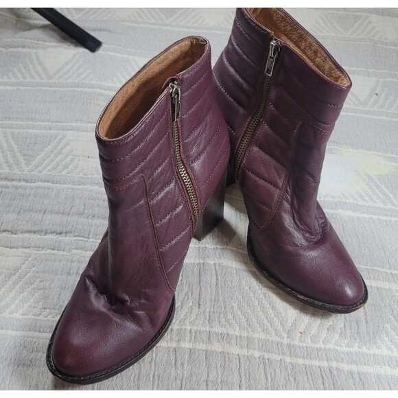 Madewell Quilted Leather Block Heel Ankle Boots – Burgundy Wine, Size 10 - Picture 1 of 10
